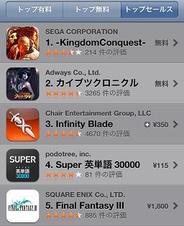 セガ『Kingdom Conquest』がApp Store「トップセールス」首位を奪回