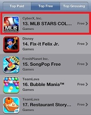CyberXの『MLB STARS COLLECTION』が米App Store無料ゲーム13位に