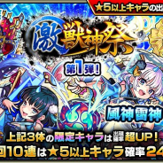 ミクシィ、『モンスターストライク』でガチャ「激・獣神祭」を開催 「風神雷神」「アベル」「カエサル」など激・獣神祭限定キャラが登場!