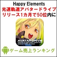 【GooglePlayランキング】ゲーム売上TOP50(7月7日版)…Happy Elementsの新作タイトルがリリース1か月で50位以内を確保