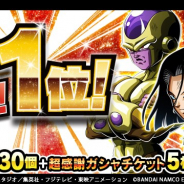 バンナム、『ドラゴンボールZ ドッカンバトル』でApp Store売上ランキング1位獲得を記念して「龍石」30個などをプレゼント!