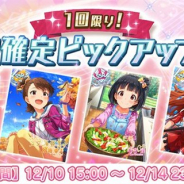 バンナム、 『ミリシタ』で「1回限り!SSR確定ピックアップガシャ」と「ピックアップステップガシャ」を開催中 マスターランク5にできる4カードをピックアップ!