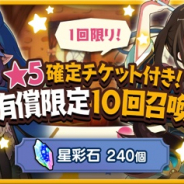 『きららファンタジア』で★5確定チケット付き!有償限定10回召喚」を開催 ★4以上のキャラクターが1体以上確定!!