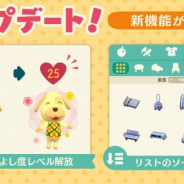 任天堂、『どうぶつの森 ポケットキャンプ』のアップデートを実施…なかよし度のレベル上限を解放 もちものリストなどのソート機能も実装