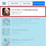 【速報】Cygames『Shadowverse』がApp Storeセールスランキングで首位獲得!