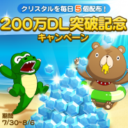 バンダイナムコゲームス、『LINE ワニワニパニック』が200万DLを突破! 記念キャンペーンと宝船イベントを開始