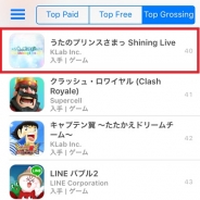 【速報】KLabとブロッコリーの新作『うたの☆プリンスさまっ♪ Shining Live』が好スタート! AppStore売上ランキングで早くも40位に