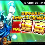 バンナム、『DBレジェンズ』で「目指せ!1時間で10,000投稿キャンペーン!」の報酬「2周年ありがとうガシャチケット×130枚」を全ユーザーにプレゼント