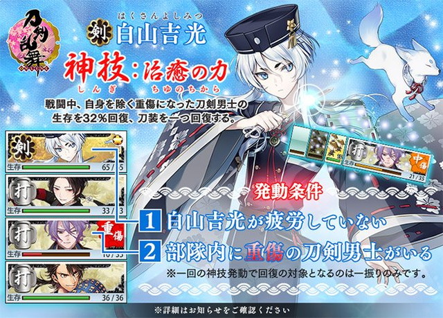 Dmm Gamesとニトロプラス 刀剣乱舞 Online で新刀種 剣 と新刀剣男士 白山吉光 を本日実装 Social Game Info