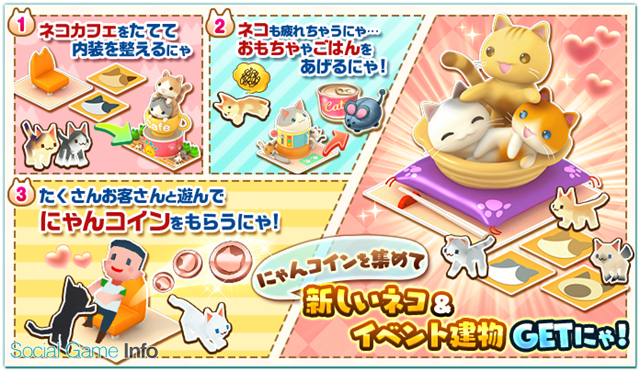 コロプラ ランブル シティ で新イベント ニャ ニャ ニャ にゃんにゃんカフェ を開催 にゃんコイン で3種類の猫鍋を育成 Social Game Info
