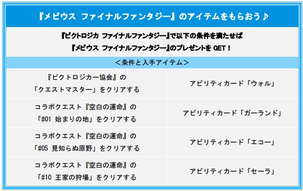 スクエニ ピクトロジカ Ff と メビウス Ff のコラボキャンペーンを実施 メビウス Ff ではピクトロジカ召喚も開催 Social Game Info