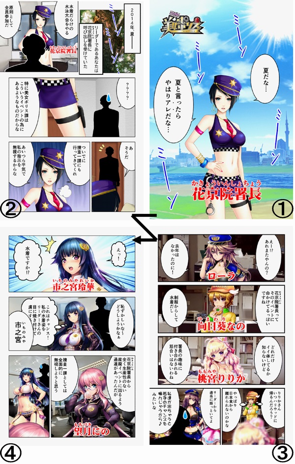 Gnt 出動 美女ポリス でイベント 花京院署長主催 ぽろりもあるよ ドキッキャハッ 水着だらけの水泳大会 を開催 Social Game Info