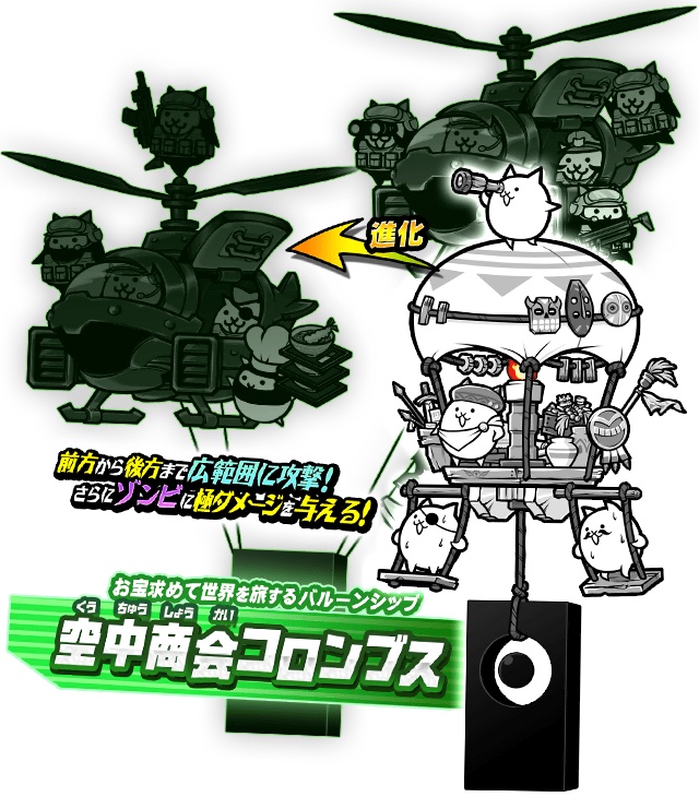 ポノス にゃんこ大戦争 で新キャラクター 空中商会コロンブス を追加 レアガチャ 革命軍隊アイアンウォーズ から入手可能 Social Game Info