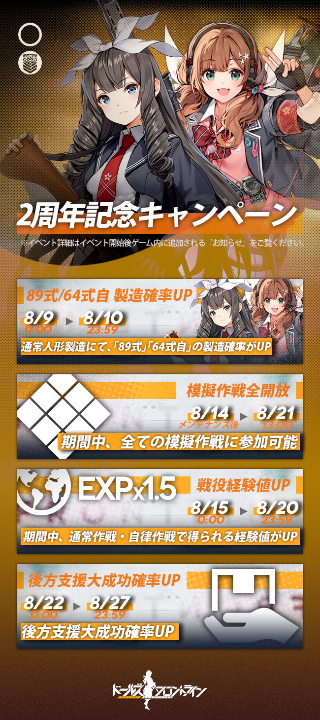 サンボーンジャパン ドールズフロントライン 2周年記念に合わせた追加のイベントやキャンペーンを発表 Social Game Info