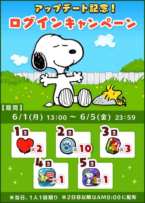 カプコン スヌーピードロップス にて宝くじキャンペーンを開催 毎日ログインでスヌーピーグッズが当たる social game info