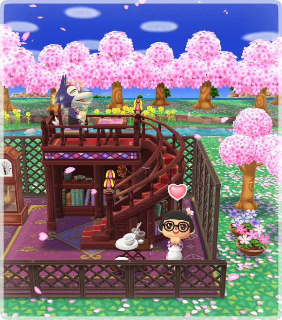 任天堂 どうぶつの森 ポケットキャンプ で もようがえ を紹介 桜のはなびらが舞うレトロな喫茶店をつくろう Social Game Info
