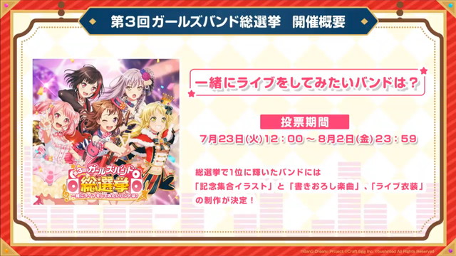 ブシロードとcraft Egg ガルパ で 第3回ガールズバンド総選挙 の概要を発表 一緒にライブしてみたいバンド がテーマ Social Game Info