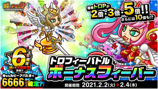 アソビズム 城とドラゴン で トロp 大量獲得チャンスの トロフィーバトル ボーナスフィーバー を開催 Social Game Info