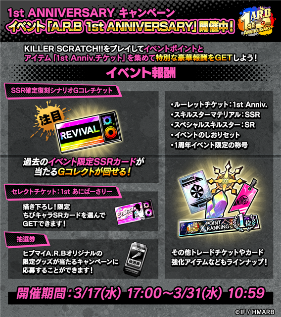 アイディアファクトリープラス ヒプマイarb で 1st Anniversaryキャンペーン を開催 イベント A R B 1st Anniversary などを実施 Social Game Info