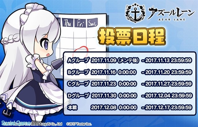 Yostar アズールレーン で 人気投票イベント Bグループの投票結果を発表 Cグループのメンバーは11月22日に公開 Social Game Info